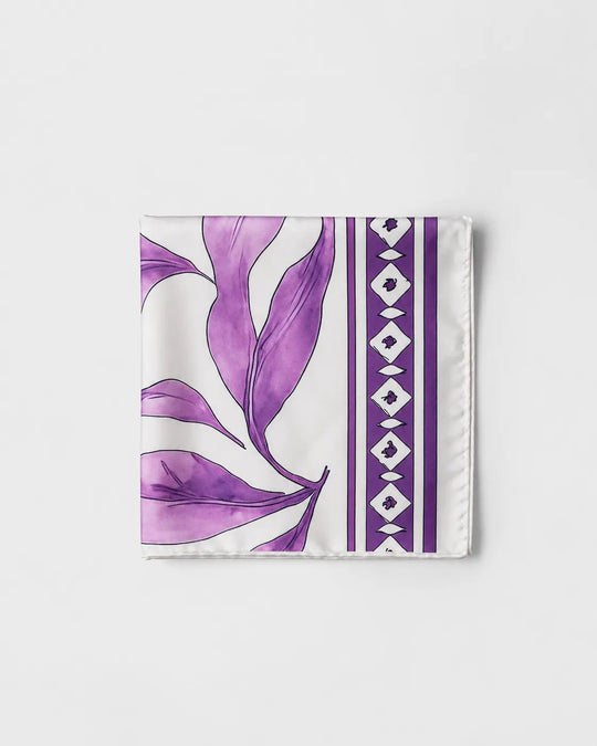 Purple Floral Printed Square Scarf
