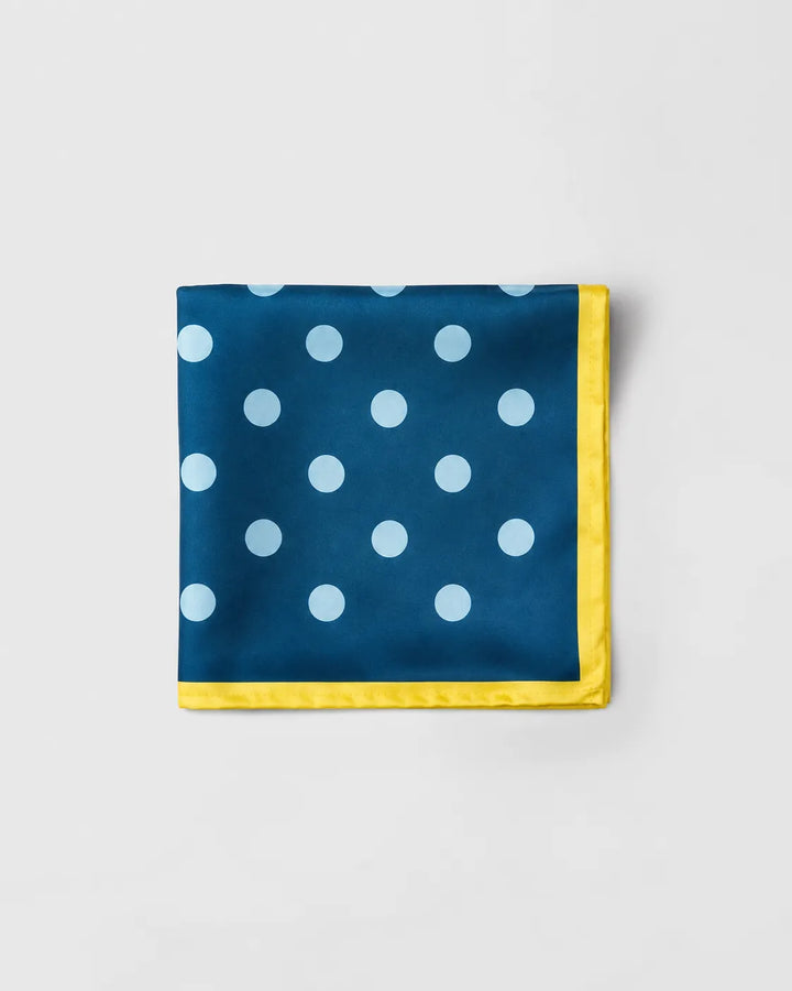 Teal Blue Polka Dot Pattern printed Square Scarf