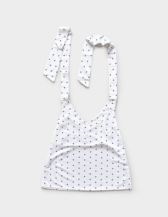 White Polka Dot Halter Crop Top