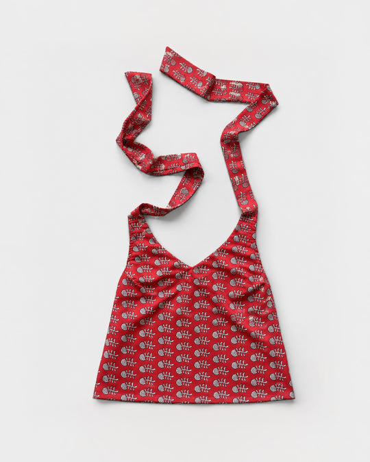 Red Abstract Halter Crop Top