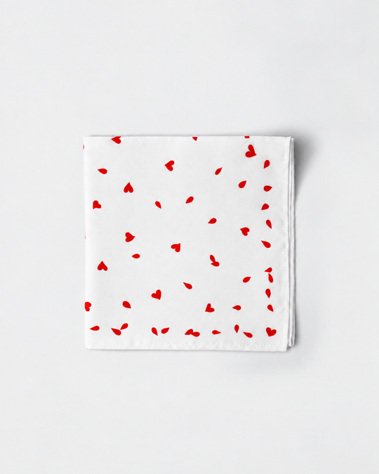 Red Mini Heart Printed Square Scarf