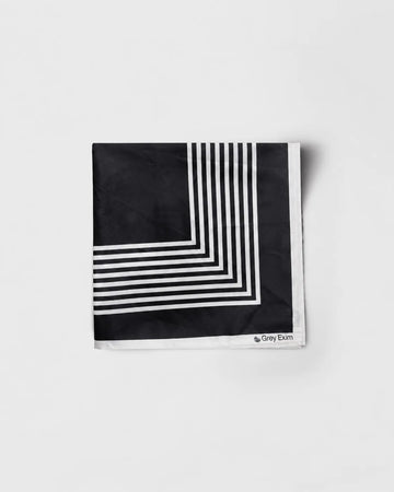 Black & White Striped Chevron Pattern Printed Square Scarf