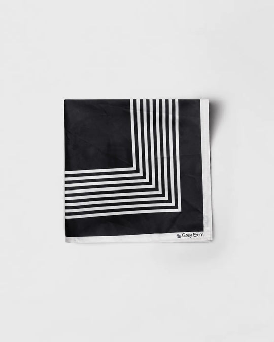 Black & White Striped Chevron Pattern Printed Square Scarf