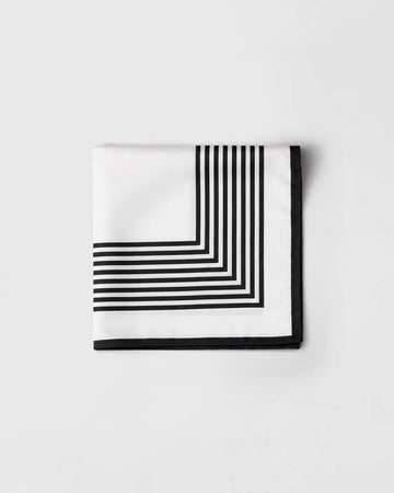 Black and White Striped Pattern Printed Square Scarf