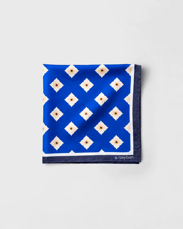 Royal Blue Geometric Printed Square Scarf