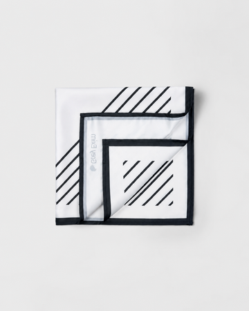White & Black Striped Lightweight Silk-Feel Square Scarf