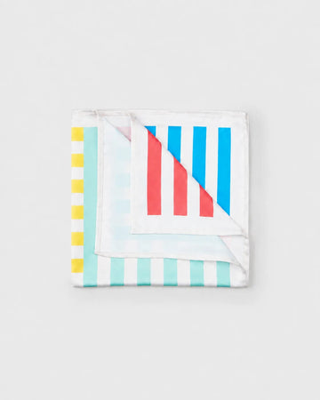 Multicolor Striped Printed Square Scarf