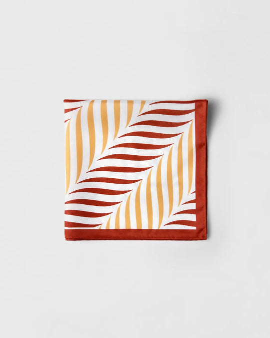 Rust Orange and Yellow Stripes Printed Square Scarf