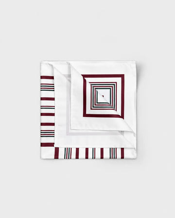 Burgundy Green White Pattern Striped Printed Scarf
