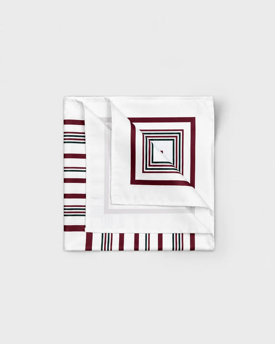 Burgundy Green White Pattern Striped Printed Scarf