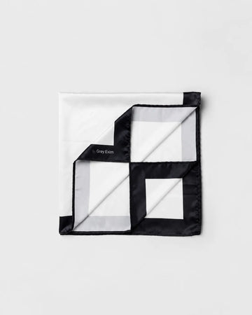 Black & White Border Pattern Printed Square Scarf