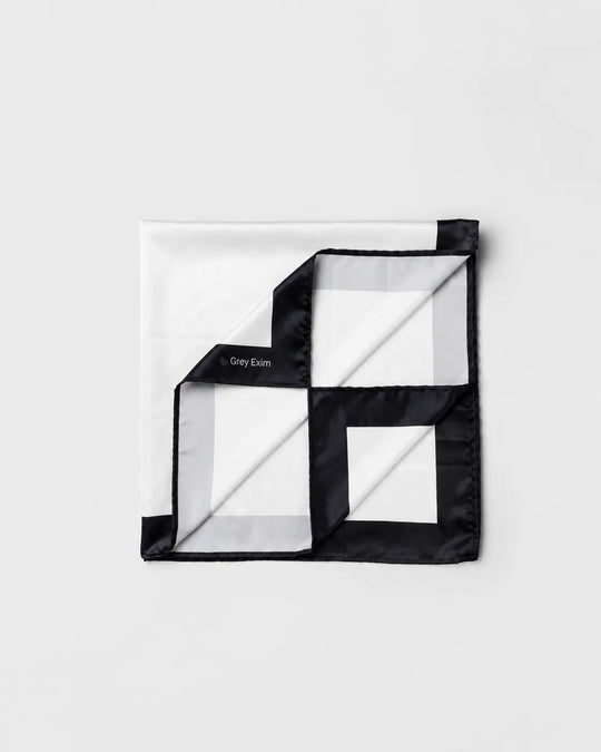 Black & White Border Pattern Printed Square Scarf