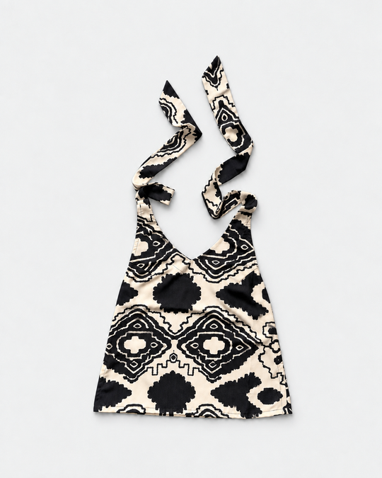 Cream Abstract Halter Crop Top