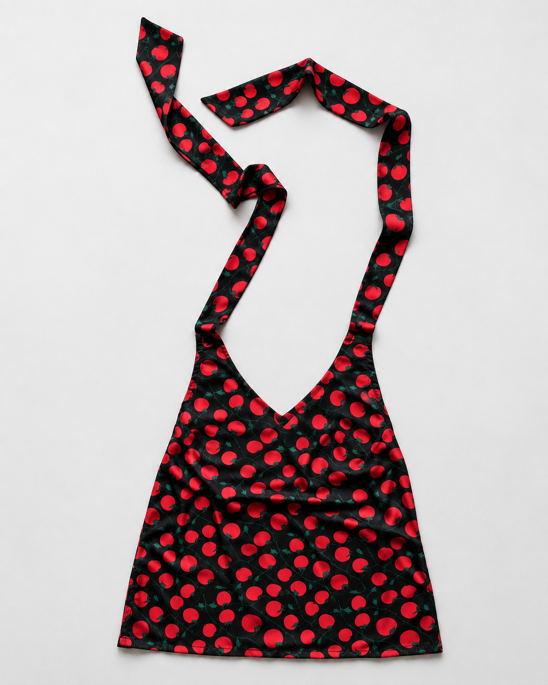 Black red tomato print halter crop top front