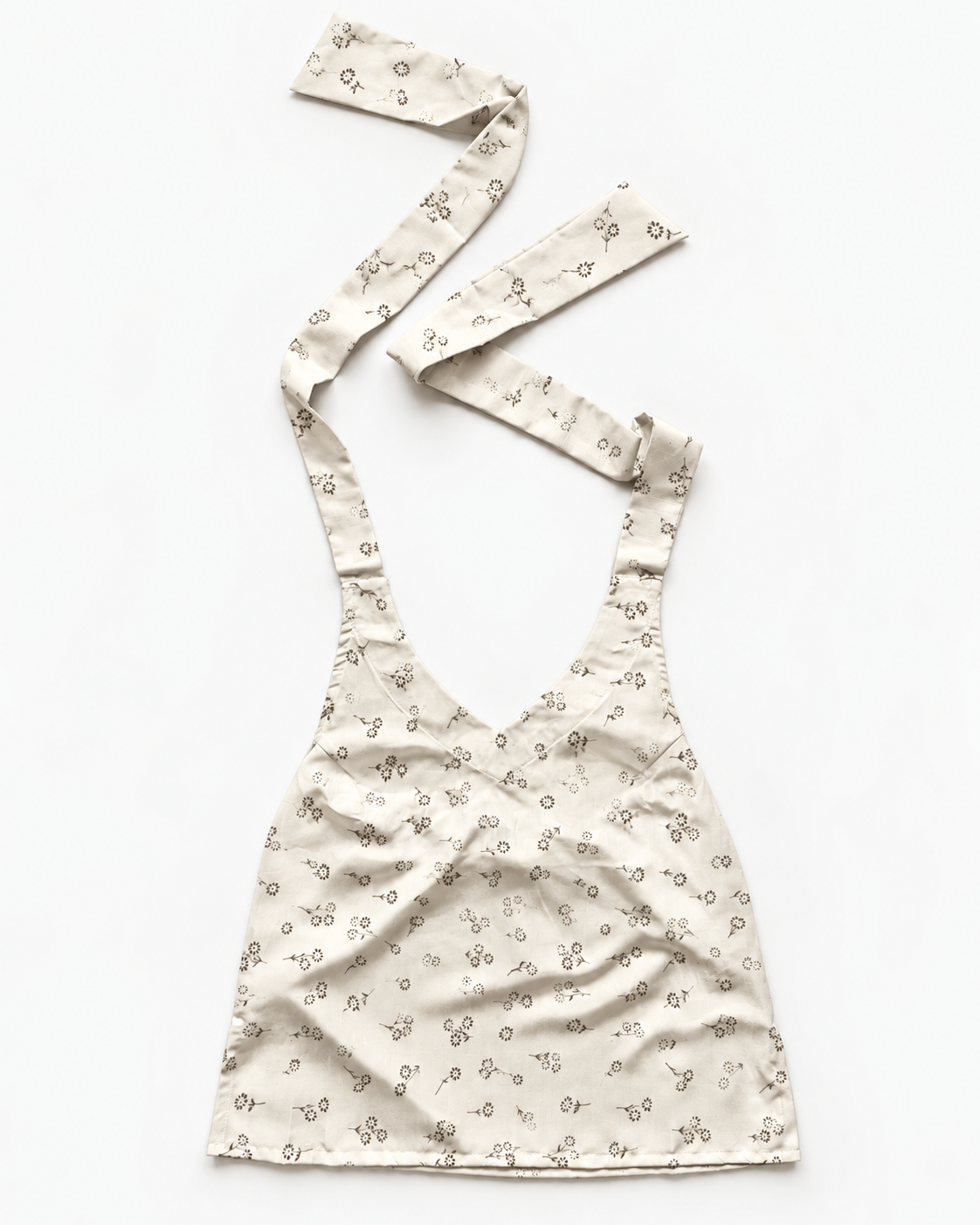 Cream brown floral halter crop top front