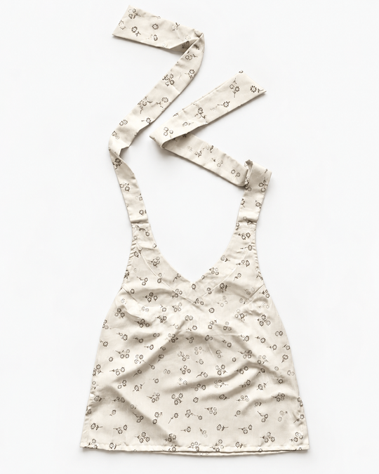Cream brown floral halter crop top front