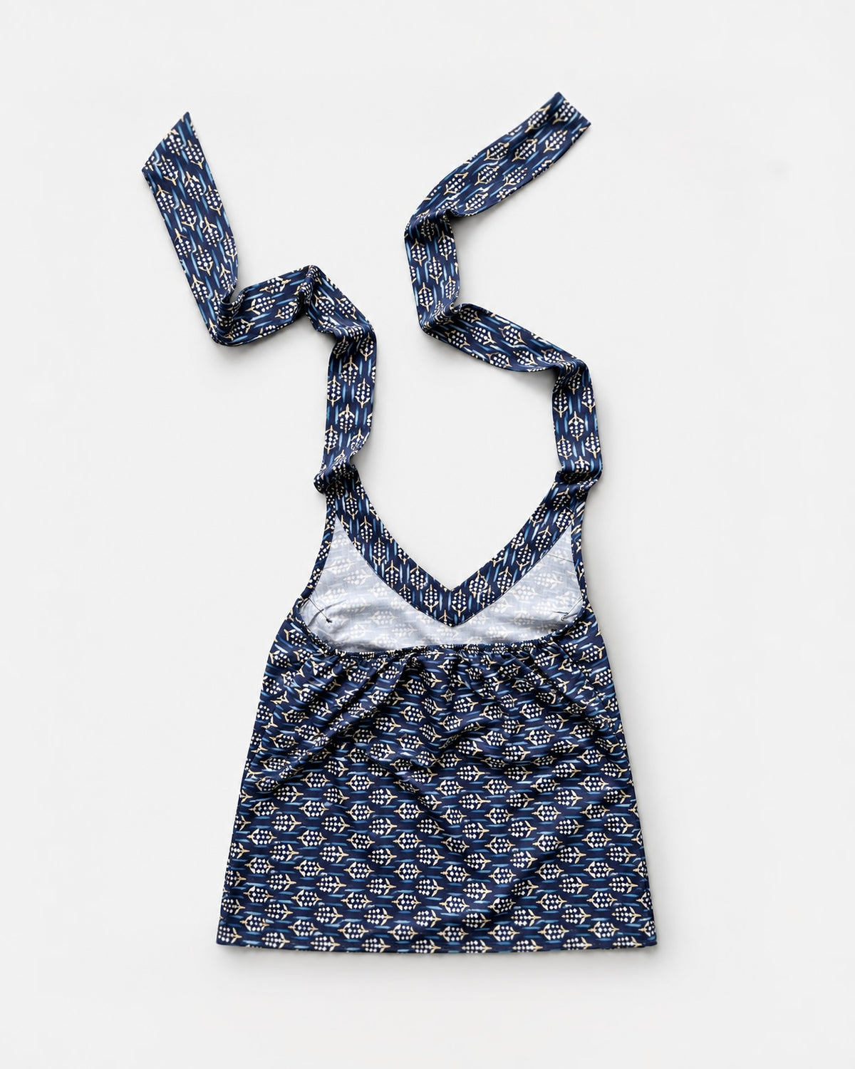 Navy Geometric Halter Crop Top