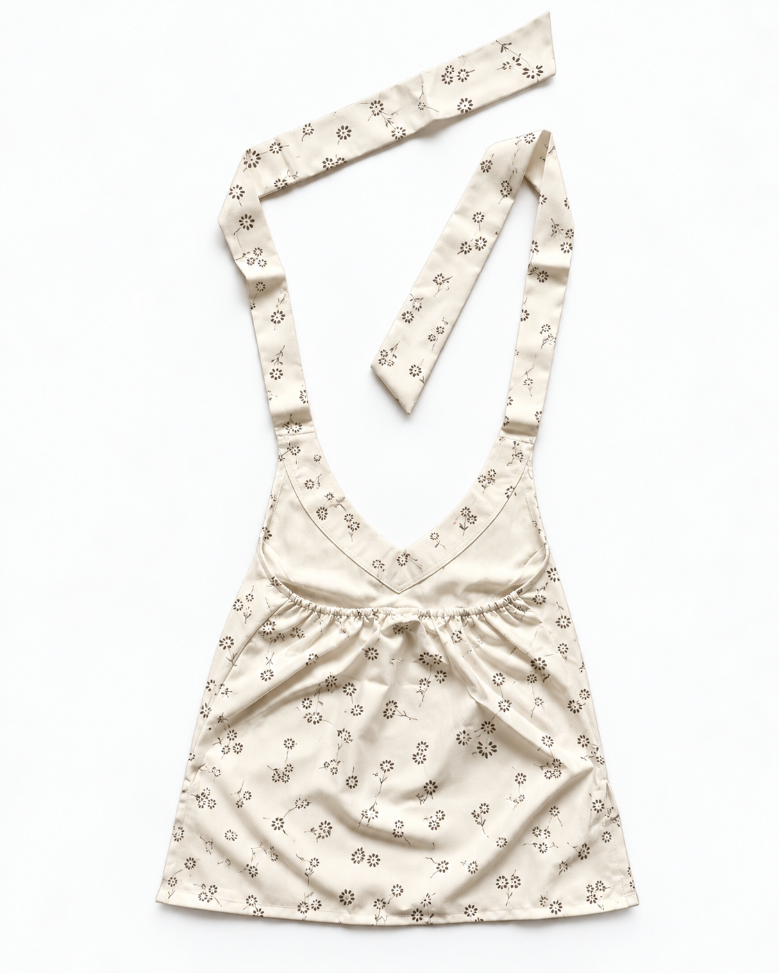 Cream brown floral halter crop top back