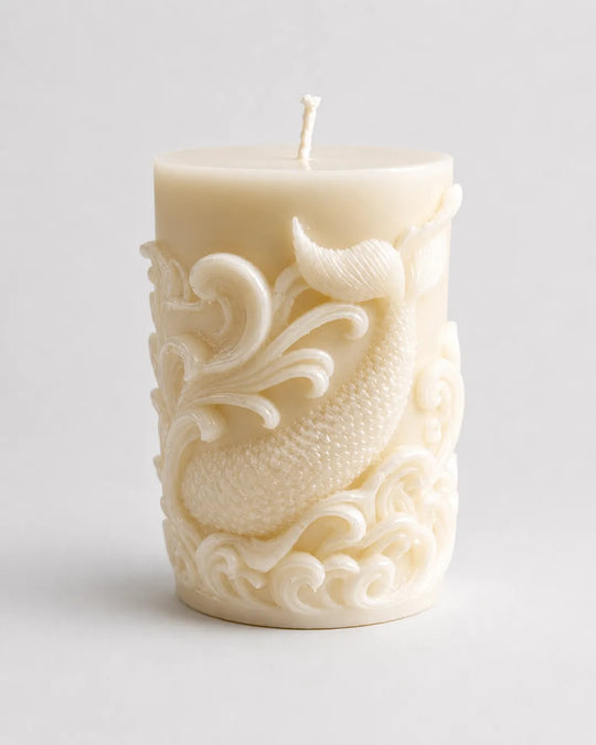 Carved Pillar French Vanilla Candle