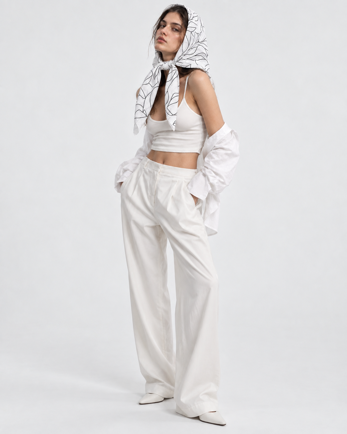 Minimal Abstract Printed Square Scarf