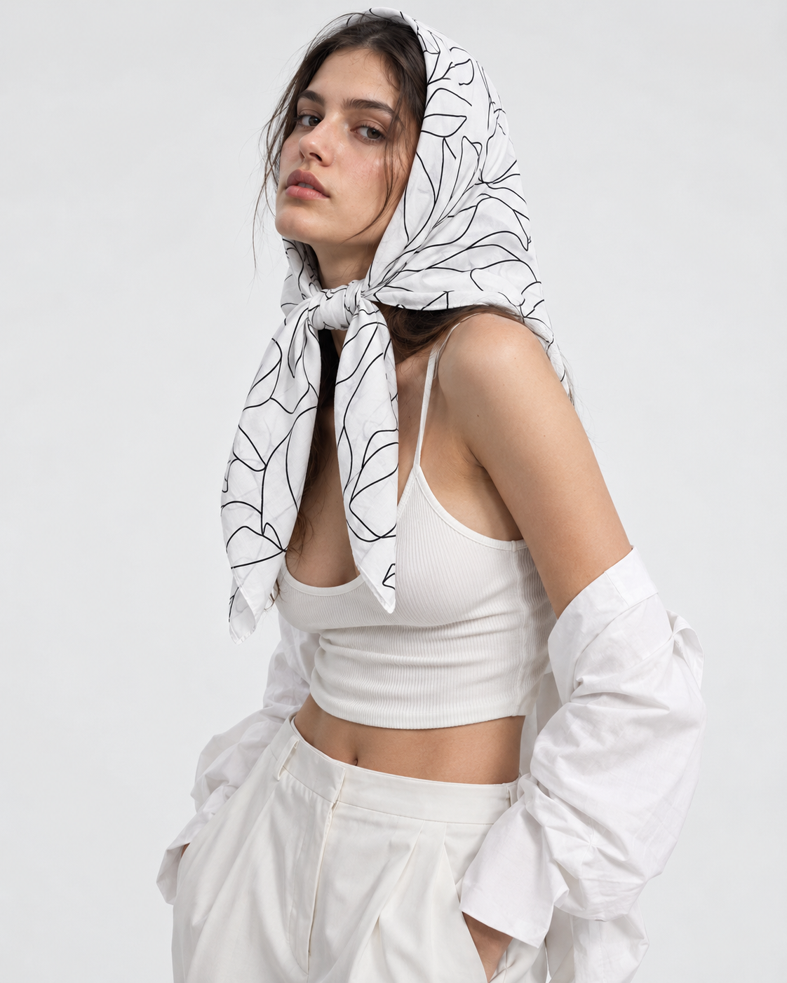 Minimal Abstract Printed Square Scarf