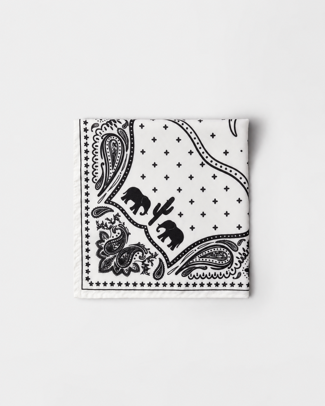 Western Elephant Printed Square Bandana