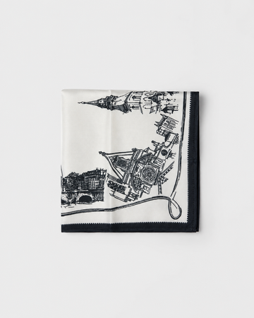 Architectural Sketch Printed Square Scarf