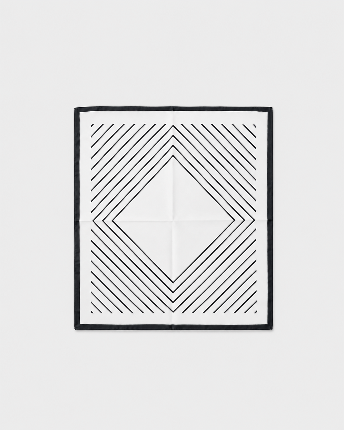 White & Black Striped Lightweight Silk-Feel Square Scarf