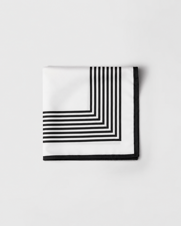 Black and White Striped Pattern Printed Square Scarf