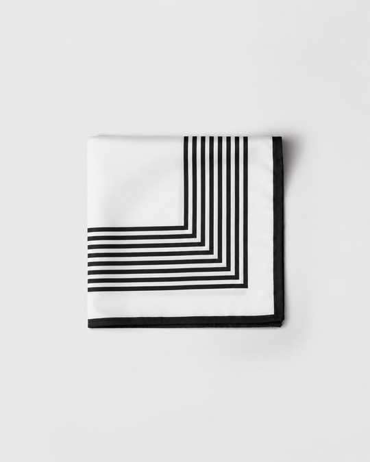 Black and White Striped Pattern Printed Square Scarf
