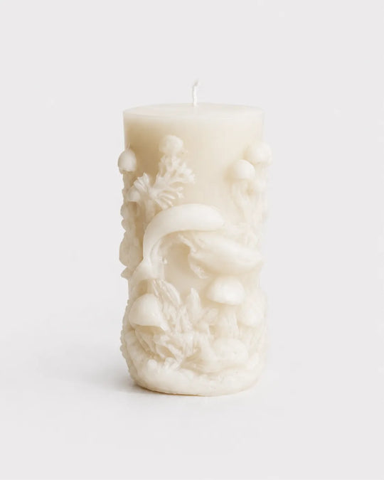 Botanical Mushroom Pillar French Vanilla Candle