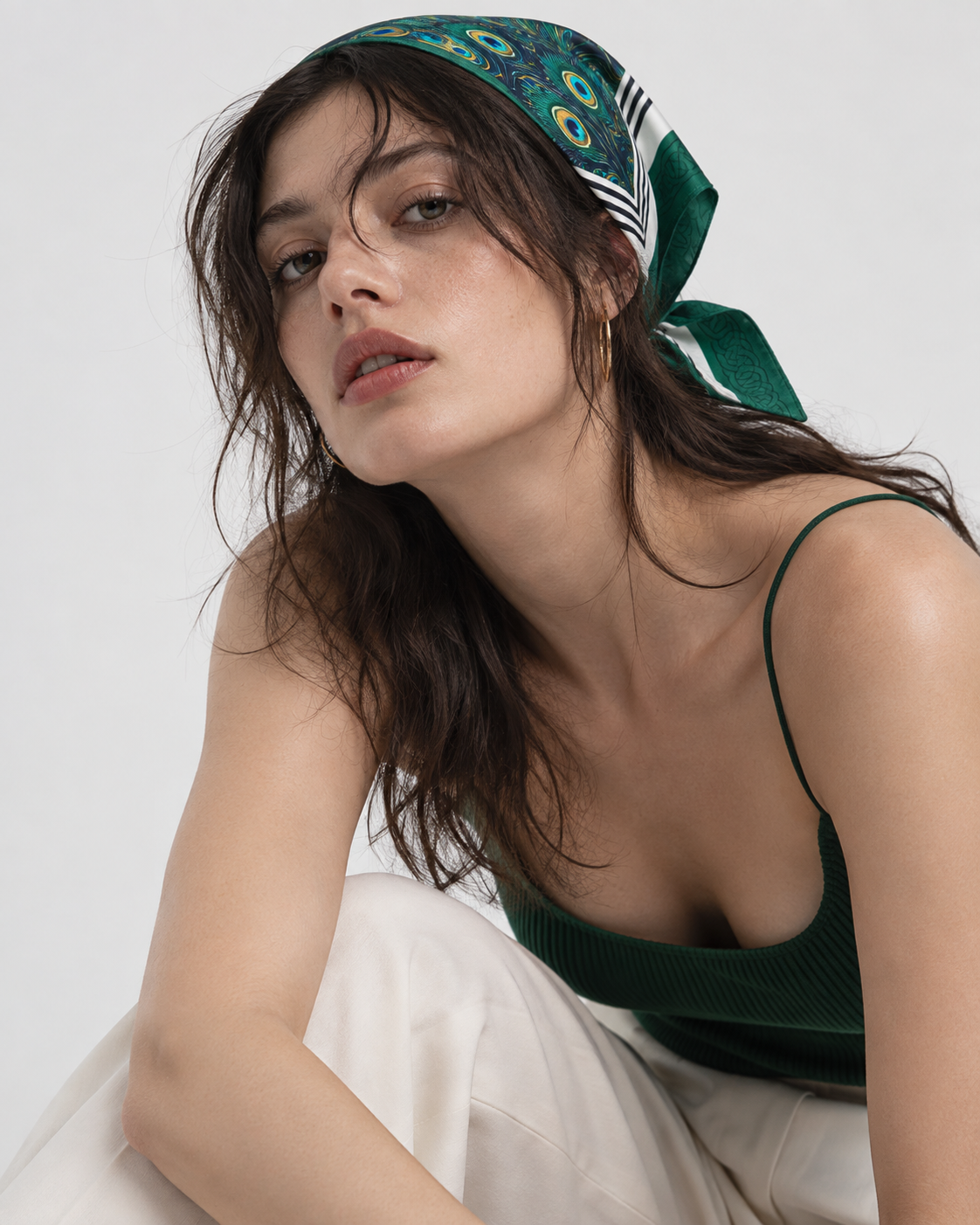 Peacock Feather Printed Square Scarf