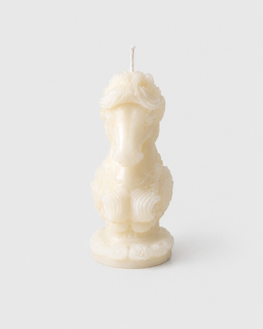 Grey Exim horse bust sculpture French Vanilla candle front view