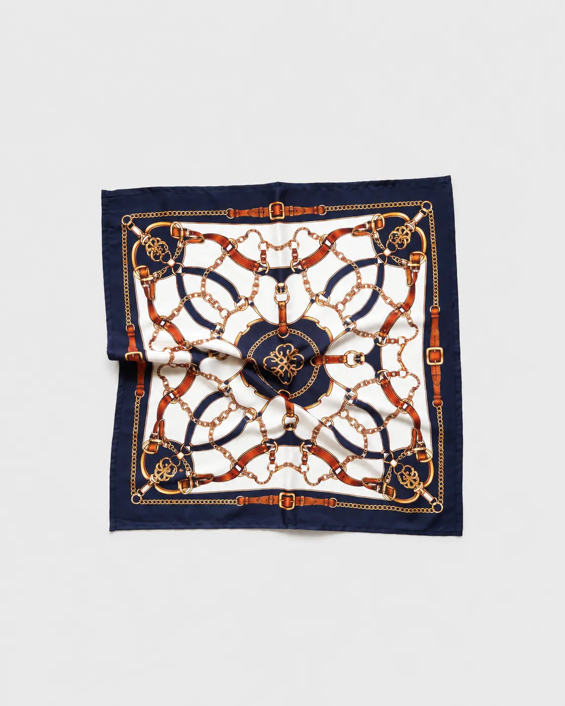 Luxury Equestrian Chain & Belt Pattern Square Scarf