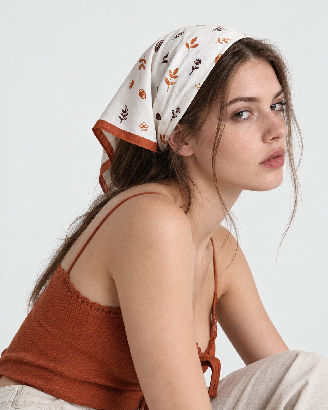 Floral Botanical Printed Square Scarf
