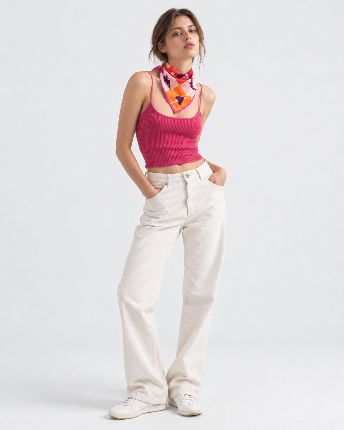 Multicolor Abstract Printed Square Scarf