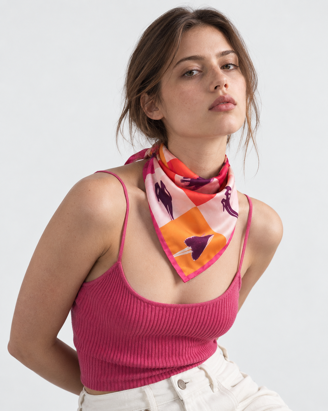 Multicolor Abstract Printed Square Scarf