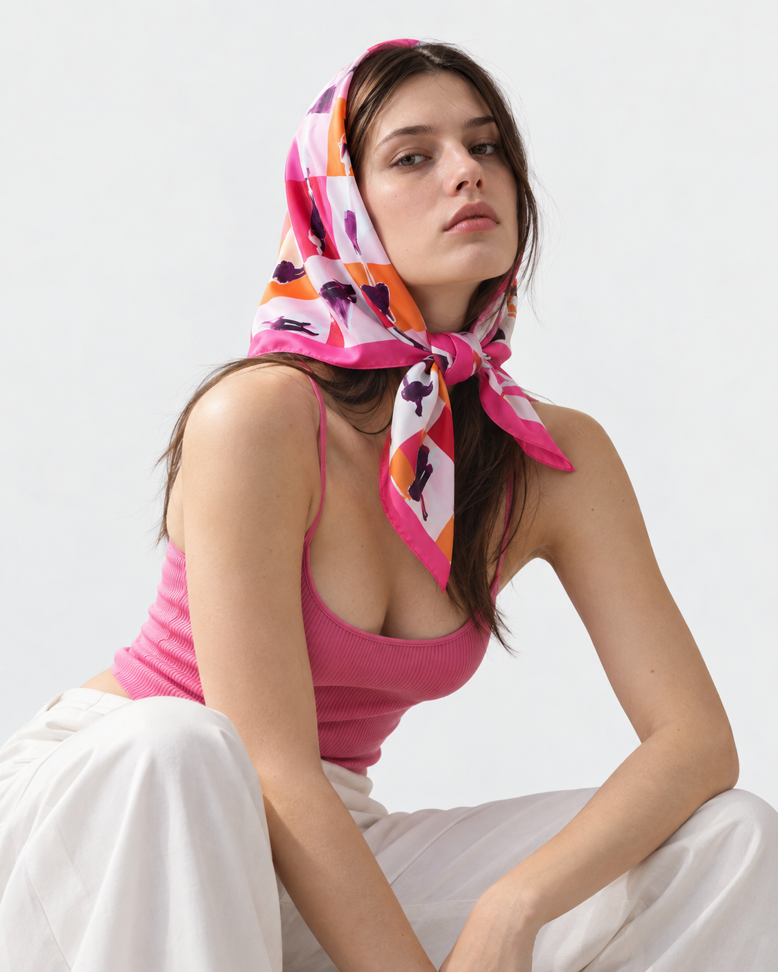 Multicolor Abstract Printed Square Scarf