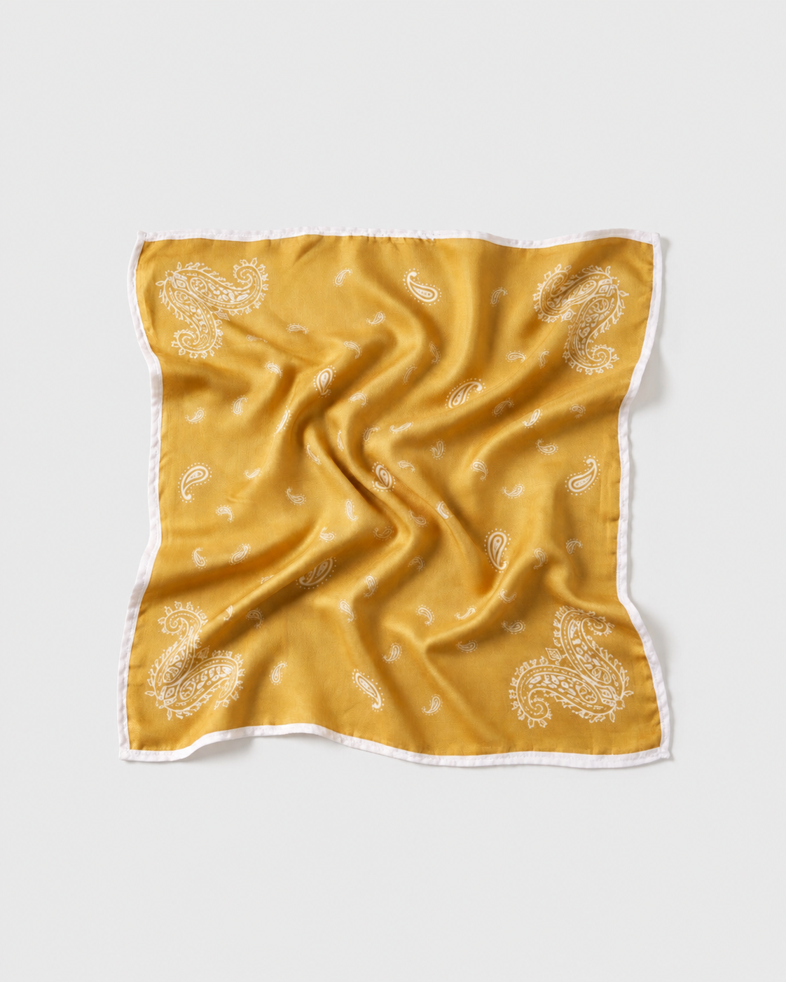 Mustard Paisley Printed Square Scarf
