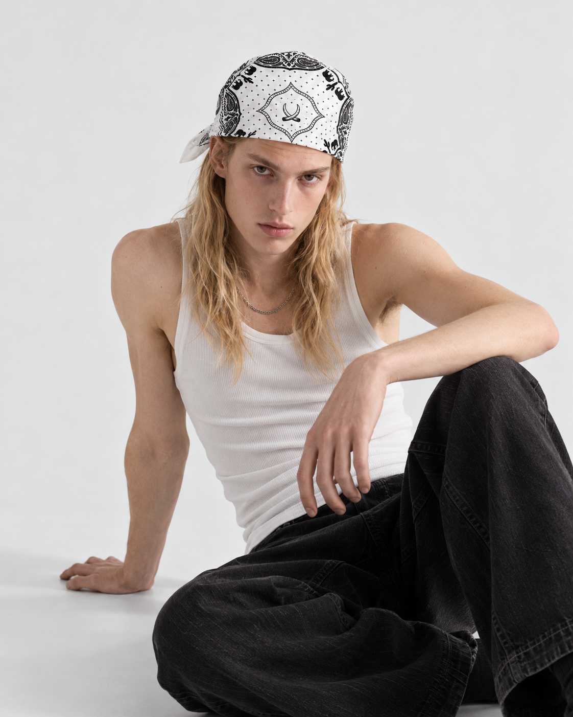 Western Elephant Printed Square Bandana
