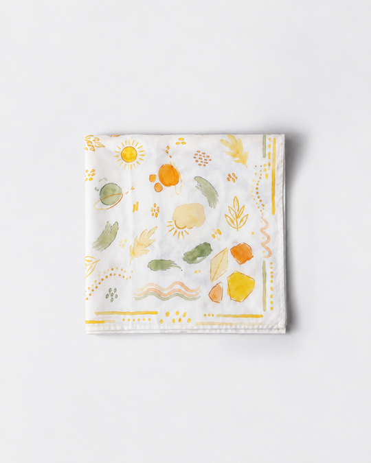 Abstract Botanical Printed Square Scarf