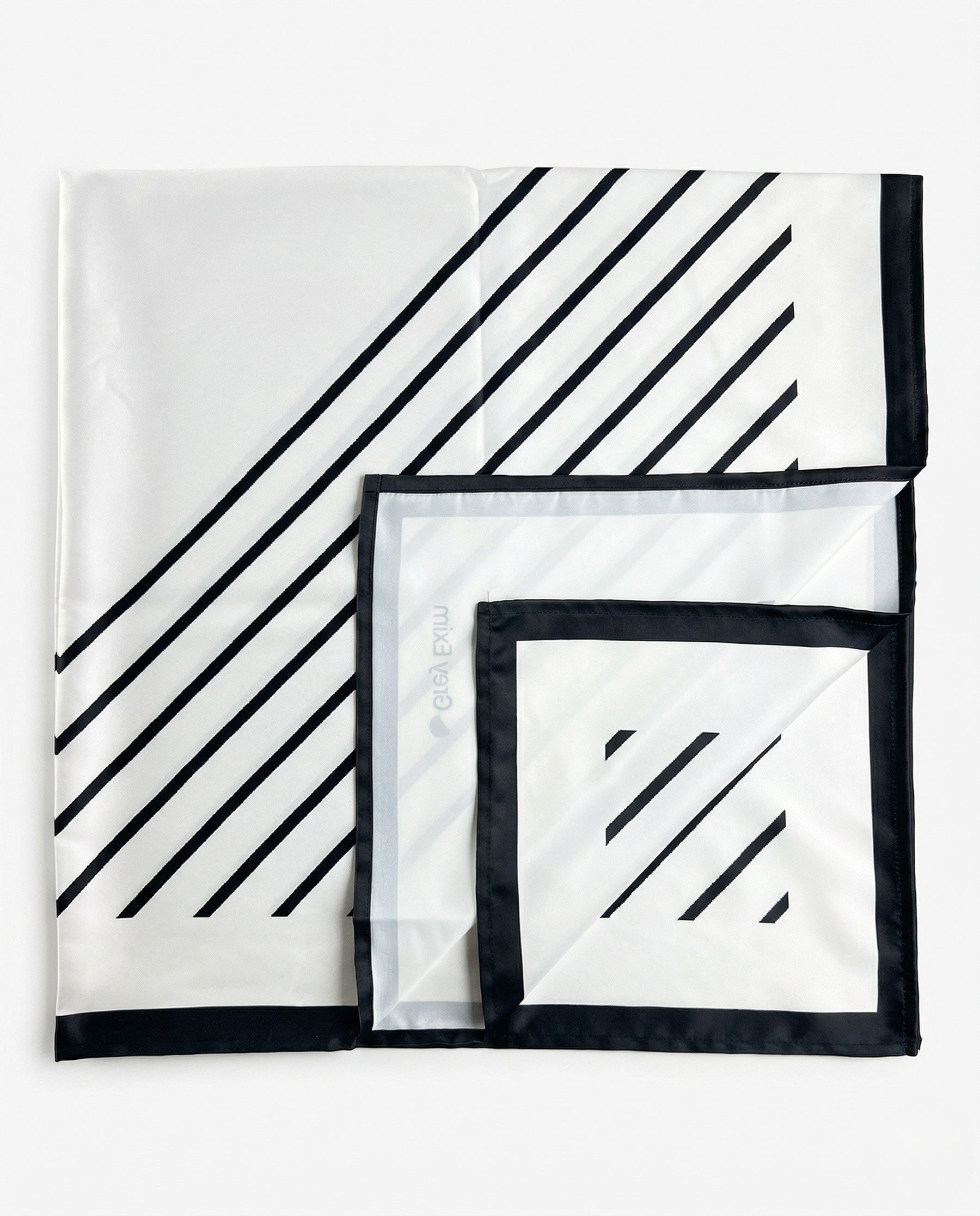 Women Black & White Geometric Diamond Satin Scarf