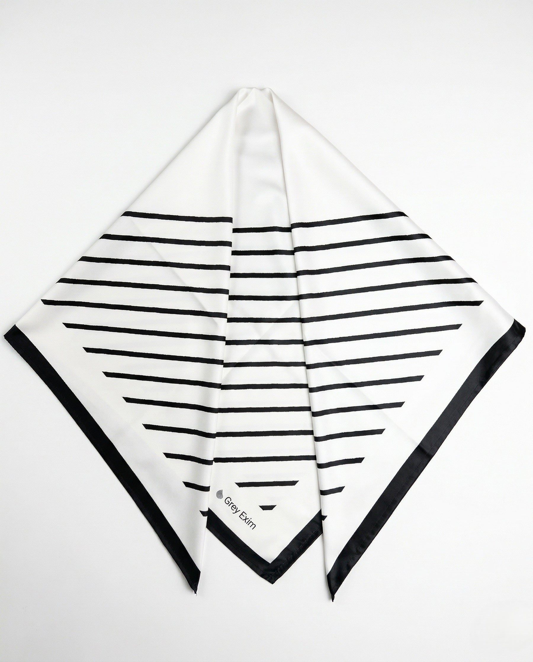 Women Black & White Geometric Diamond Satin Scarf