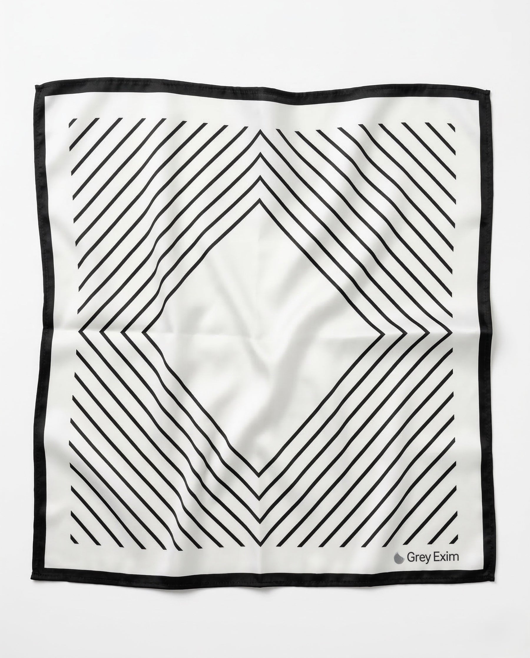 Women Black & White Geometric Diamond Satin Scarf